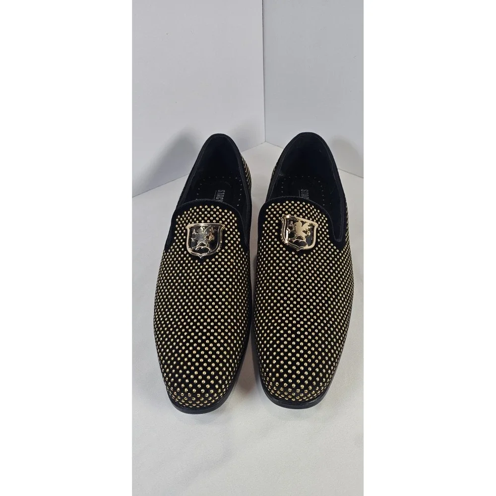 Stacy Adams Men's Gold Studded Slip-On Loafers -‎ Swagger Style 10.5 25228-715